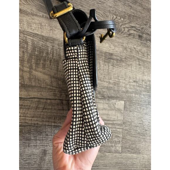 Fossil Kinley Crossbody Black White Houndstooth Checkered Front Flap 9” Small - Picture 14 of 16